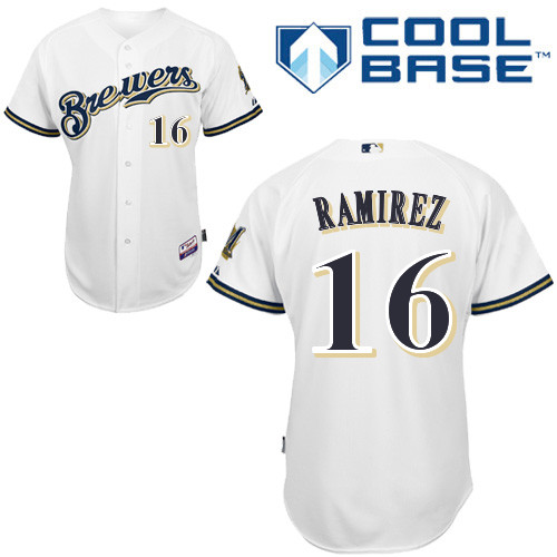 Milwaukee Brewers #16Aramis Ramirez Authentic Personalized Home White Jersey