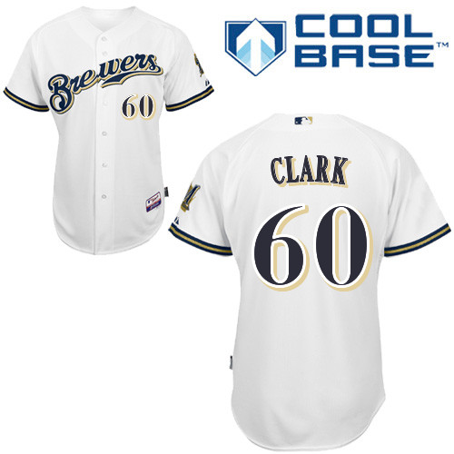 Milwaukee Brewers #60Matt CLARK Authentic Personalized Home White Jersey