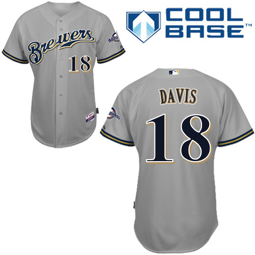Milwaukee Brewers #18Khris Davis Authentic Personalized Road Gray Jersey