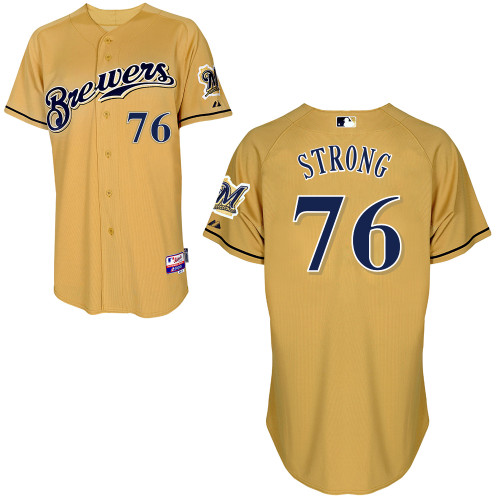 Milwaukee Brewers #76 Strong Authentic Personalized Alternate yellow Jersey