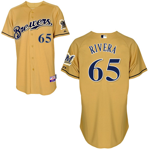 Milwaukee Brewers #65Yadiel  Rivera Authentic Personalized Alternate yellow Jersey