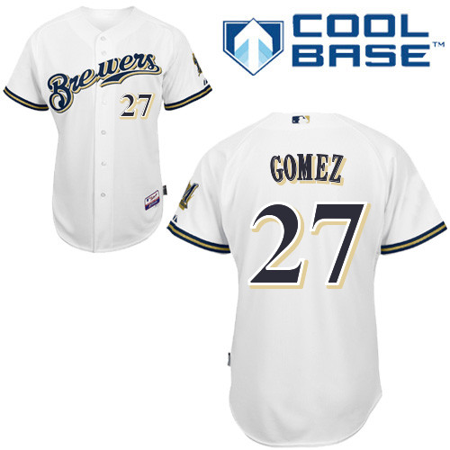 Milwaukee Brewers #27 Carlos Gomez Authentic Personalized Home White Jersey