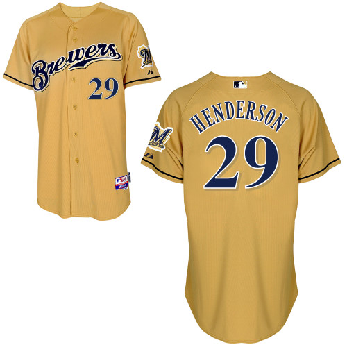 Milwaukee Brewers #29Jim Henderson Authentic Personalized Alternate yellow Jersey