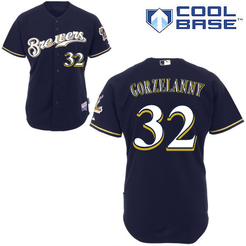 Milwaukee Brewers #32Tom Gorzelanny Authentic Personalized Alternate Blue Jersey