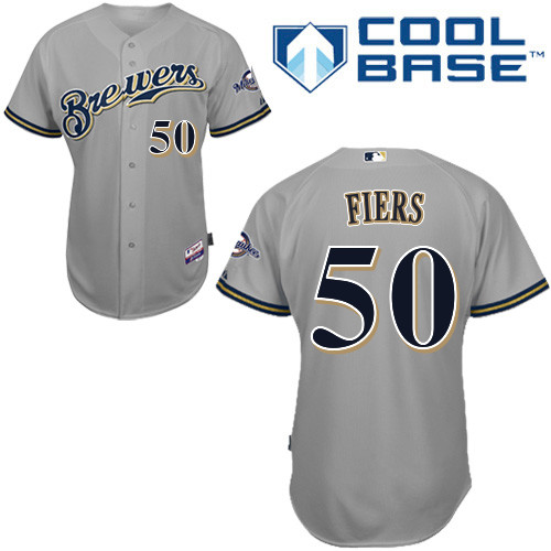Milwaukee Brewers #50Mike Fiers Authentic Personalized Road Gray Jersey