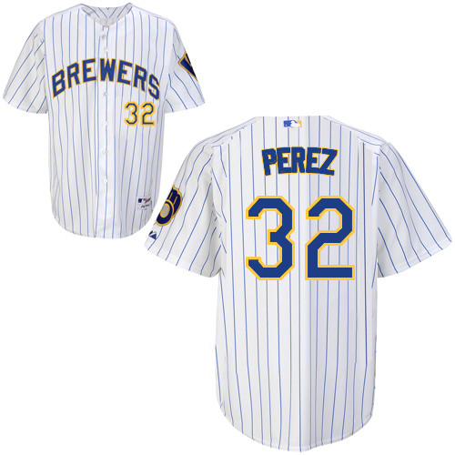Milwaukee Brewers #32 Chris Perez Authentic Personalized Alternate Home White Jersey