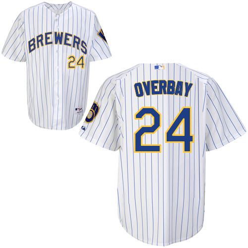 Milwaukee Brewers #24Lyle  Overbay Authentic Personalized Alternate Home White Jersey