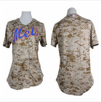Women Mets Blank Camo Fashion Stitched Baseball Jersey