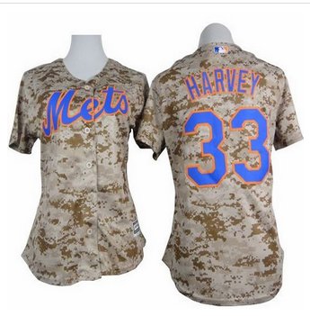 Women Mets #33 Matt Harvey Camo Fashion Stitched Baseball Jersey