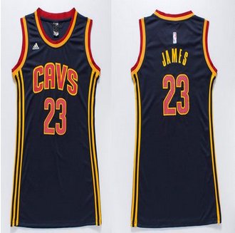 Women Cavaliers #23 LeBron James Navy Blue Dress Stitched NBA Jersey