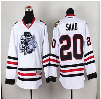 Chicago Blackhawks #20 Brandon Saad White(White Skull) Stitched NHL Jersey