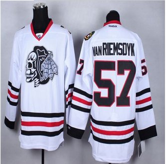 Chicago Blackhawks #57 Trevor Van Riemsdyk White(White Skull) Stitched NHL Jersey