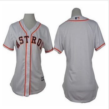 Women Astros Blank White Home Stitched Baseball Jersey