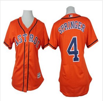 Women Houston Astros #4 George Springer Orange Alternate Stitched Baseball Jersey