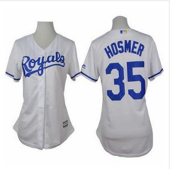 Women Royals #35 Eric Hosmer White Home Stitched Baseball Jersey