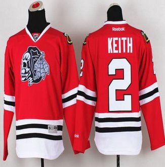 Youth Chicago Blackhawks #2 Duncan Keith Red(White Skull) Stitched NHL Jersey