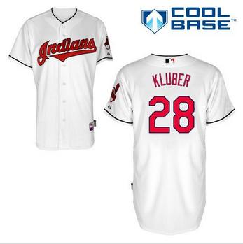 Cleveland Indians #28 Corey Kluber White Cool Base Stitched Baseball Jersey