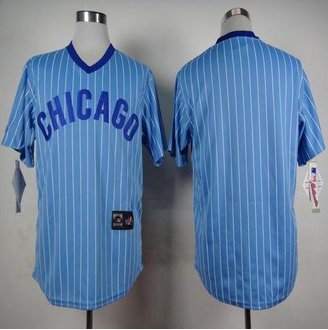 Chicago Cubs Blank Blue(White Strip) Cooperstown Throwback Stitched Baseball Jersey