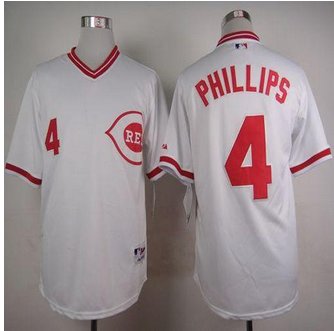 Cincinnati Reds #4 Brandon Phillips White 1990 Turn Back The Clock Stitched Baseball jersey