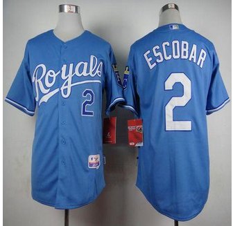 Kansas City Royals #2 Alcides Escobar Light Blue Alternate 1 Cool Base Stitched Baseball jersey