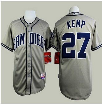 San Diego Padres #27 Matt Kemp Grey Cool Base Stitched Baseball Jersey
