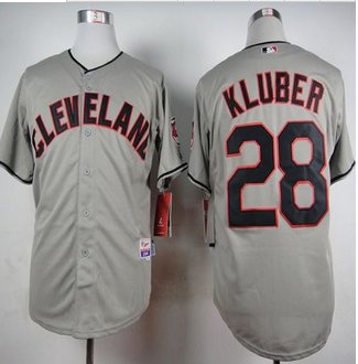 Cleveland Indians #28 Corey Kluber Grey Cool Base Stitched Baseball Jersey