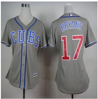 Women Cubs #17 Kris Bryant Grey Alternate Road Stitched Baseball Jersey