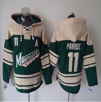 Minnesota Wild #11 Zach Parise Green Sawyer Hooded Sweatshirt Stitched NHL Jersey