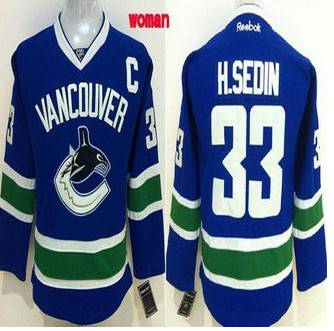 Women Vancouver Canucks #33 Henrik Sedin Blue Home Stitched NHL Jersey