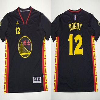 Golden State Warrlors #12 Andrew Bogut Black Slate Chinese New Year Stitched NBA Jersey