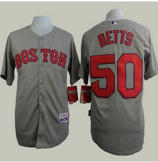 Boston Red Sox #50 Mookie Betts Grey Cool Base Stitched Baseball Jersey
