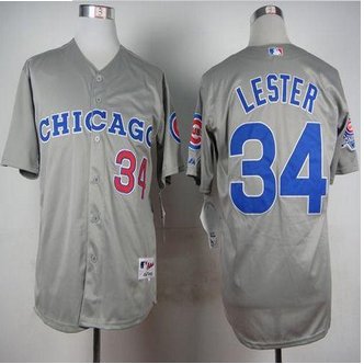 Chicago Cubs #34 Jon Lester Grey 1990 Turn Back The Clock Stitched Baseball Jersey
