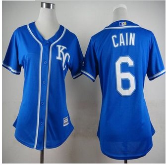 Women Kansas City Royals #6 Lorenzo Cain Blue Alternate 2 Stitched Baseball Jersey