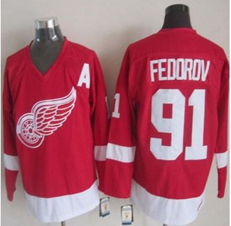 Detroit Red Wings #91 Sergei Fedorov Red CCM Throwback Stitched NHL Jersey Detroit Red Wings #91 Sergei Fedorov Red CCM Throwback Stitched NHL Jersey