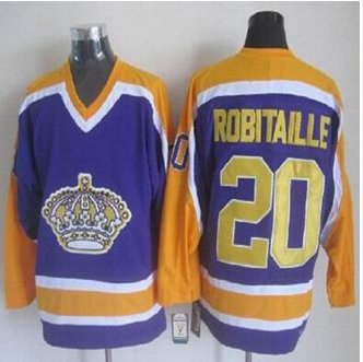 Los Angeles Kings #20 Luc Robitaille Purple CCM Throwback Stitched NHL Jersey