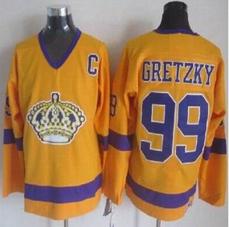 Los Angeles Kings #99 Wayne Gretzky Yellow CCM Throwback Stitched NHL Jersey