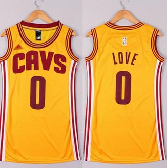 Women Cleveland Cavaliers #0 Kevin Love Gold Dress Stitched NBA Jersey