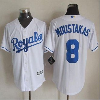 Kansas City Royals #8 Mike Moustakas White New Cool Base Stitched Baseball Jersey