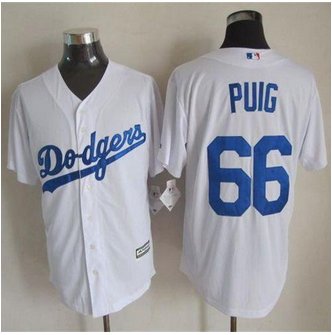 Los Angeles Dodgers #66 Yasiel Puig White New Cool Base Stitched Baseball Jersey