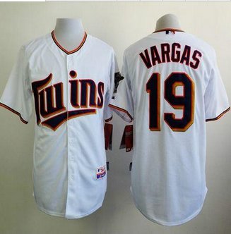 Minesota Twins #19 Kennys Vargas White Home Cool Base Stitched Baseball Jersey