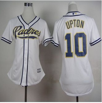 Women San Diego Padres #10 Justin Upton White Home Stitched Baseball Jersey Women San Diego Padres #10 Justin Upton White Home Stitched Baseball Jersey