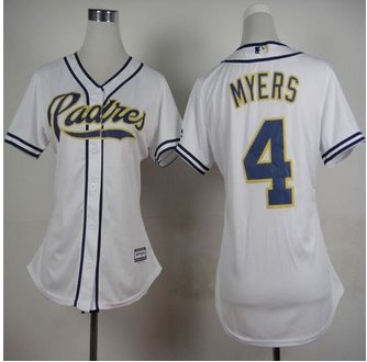 Women San Diego Padres #4 Wil Myers White Home Stitched Baseball Jersey Women San Diego Padres #4 Wil Myers White Home Stitched Baseball Jersey