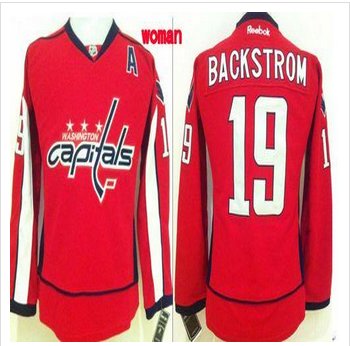 Women Washington Capitals #19 Nicklas Backstrom Red Home Stitched NHL Jersey