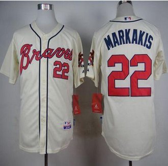 Atlanta Braves #22 Nick Markakis Cream Alternate Cool Base Stitched Baseball Jersey