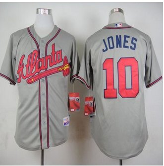 Atlanta Braves #10 Chipper Jones Stitched Grey Baseball Jersey