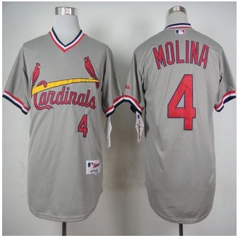 St. Louis Cardinals #4 Yadier Molina Grey 1978 Turn Back The Clock Stitched Baseball jersey