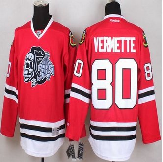 Chicago Blackhawks #80 Antoine Vermette Red(White Skull) Stitched NHL Jersey