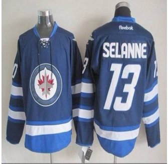 Winnipeg-Jets #13 Teemu Selanne Dark Blue 2011 Style Stitched NHL Jersey