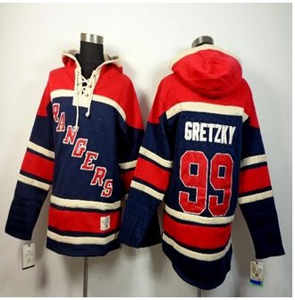 New York Rangers #99 Wayne Gretzky Navy Blue Sawyer Hooded Sweatshirt Stitched NHL jersey