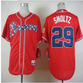 Atlanta Braves #29 John Smoltz Red Cool Base Stitched Baseball Jersey